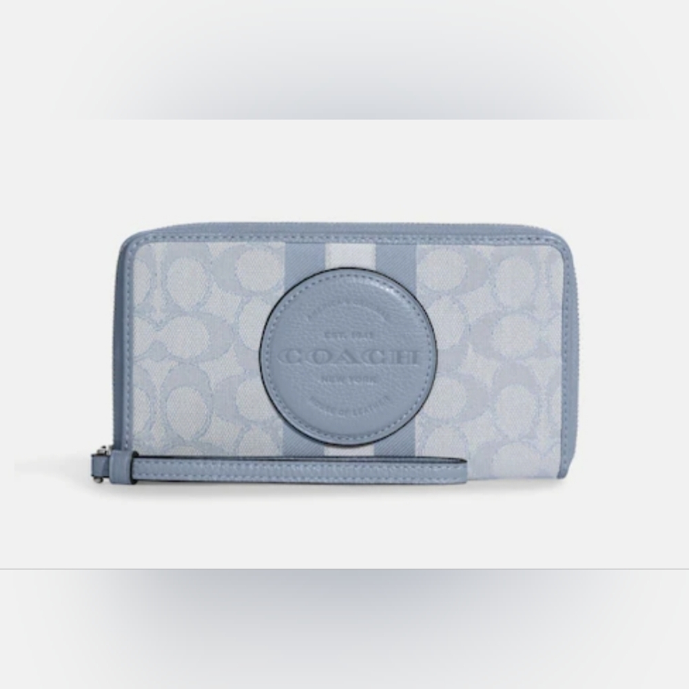 Coach Dempsey Large Phone Wallet In Signature Jacquard Witn Stripe And C…